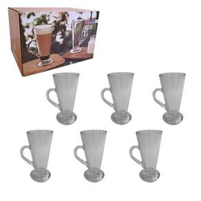 Jogo de Caneca Taça Para Café Cappuccino Chocolate Vidro 250