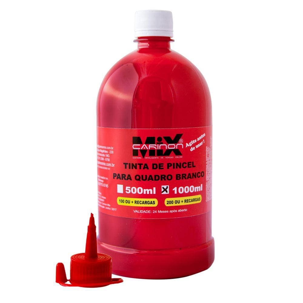 Tinta Para Pincel De Quadro Branco 1 Litro Vermelho