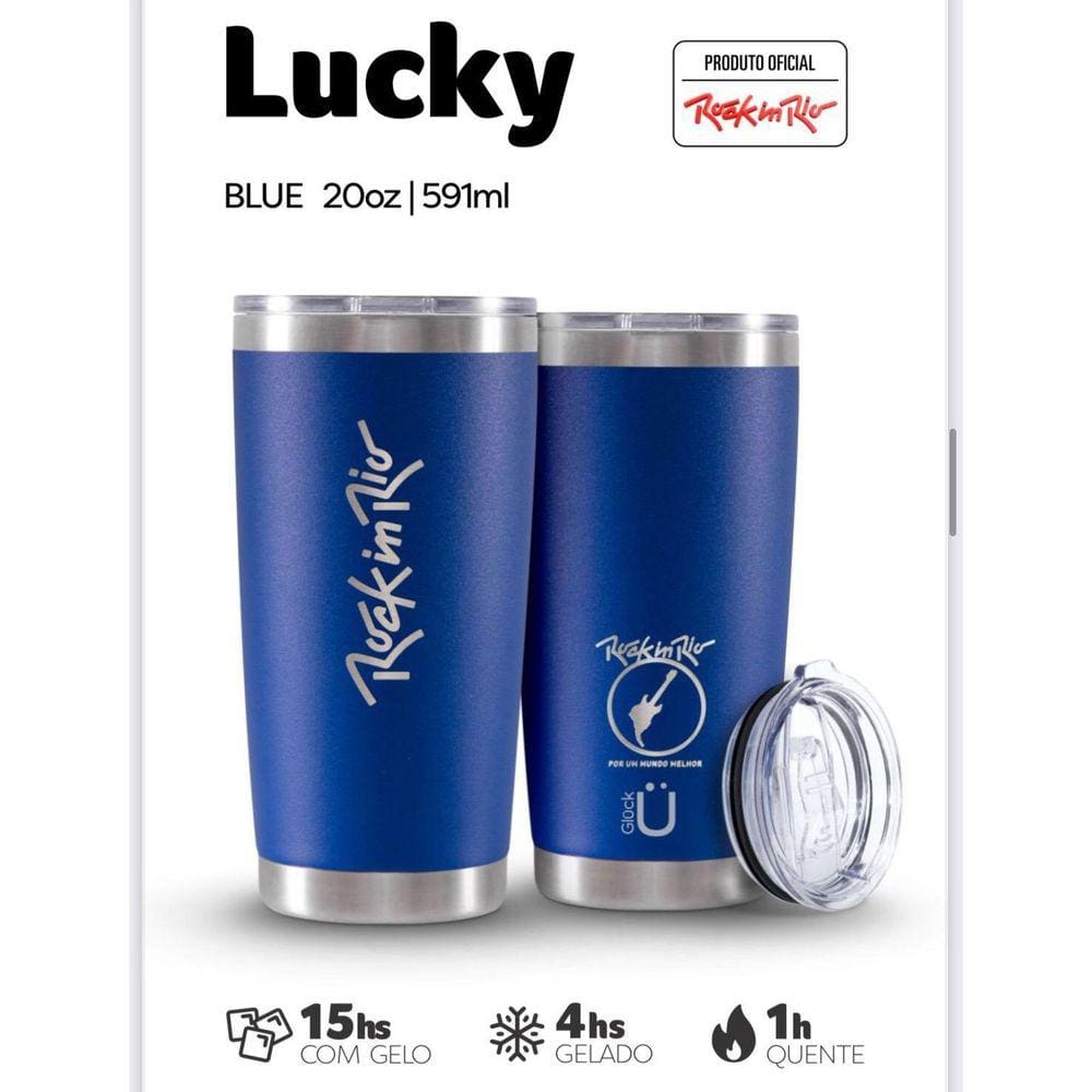 Copo Termico Ct Lucky Rock In Rio 591Ml Blue Gluck