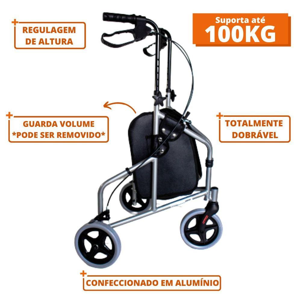 Andador Inspire 3 Rodas Prata - Mobil