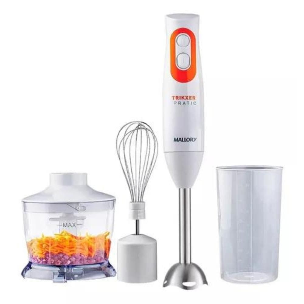Mixer Mallory Trikxer Pratic 3 em 1 500W - 127V | Triturador, Batedor e Mixer Portátil