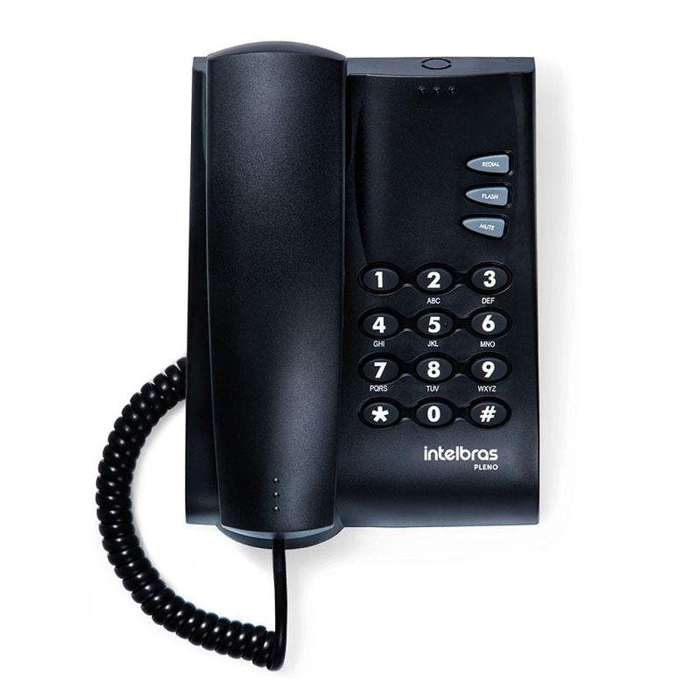 Telefone pleno sem chave com fio preto 4080051 Intelbras