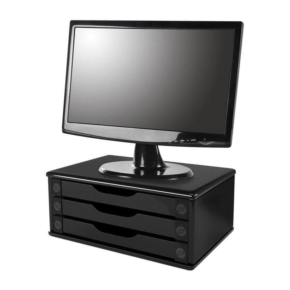 Suporte para monitor 3 gavetas MDF Black Piano 3347 Souza