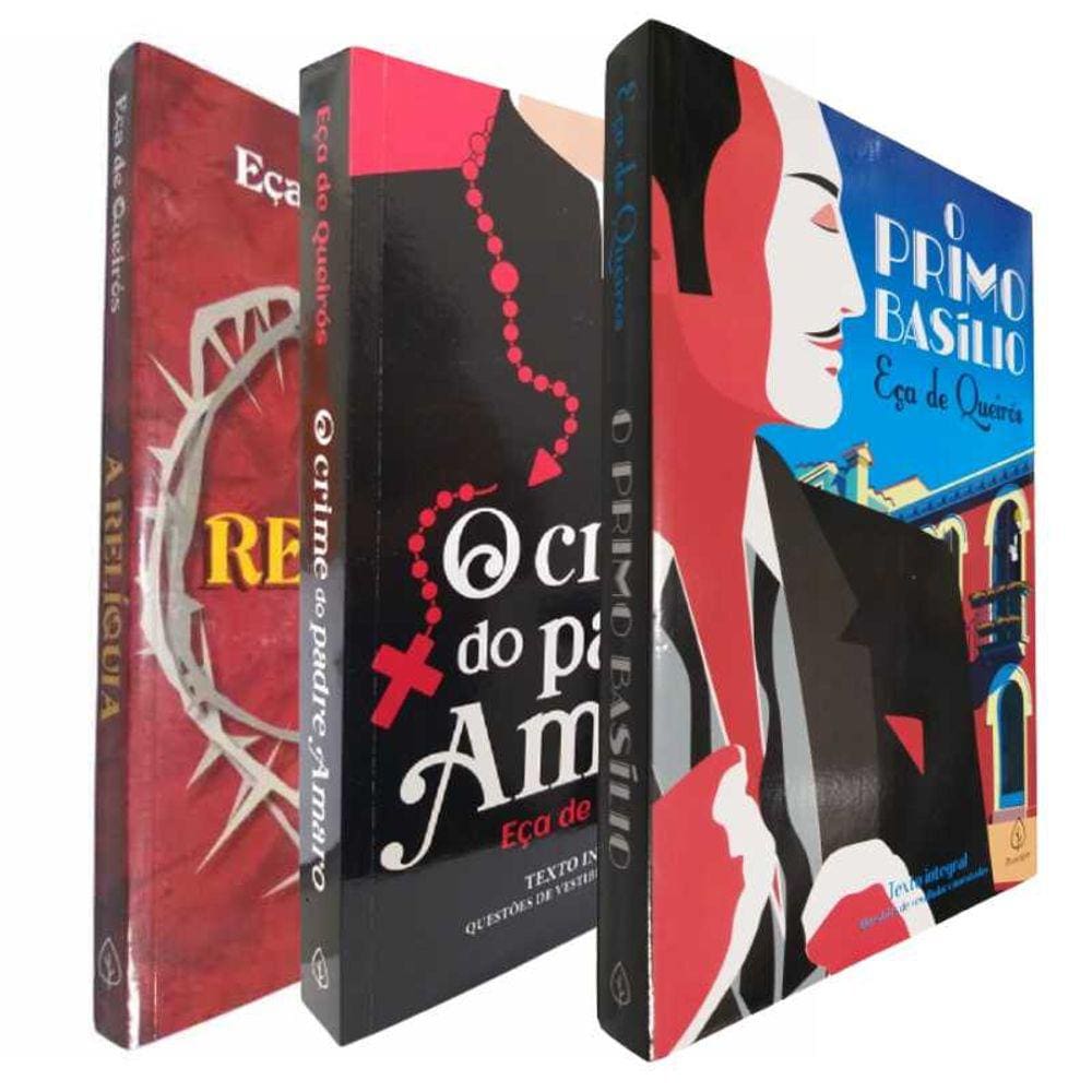 3 Livros Físicos Clássicos de Eça de Queirós Texto Integral O Primo Basílio A Relíquia e O Crime do Padre Amaro