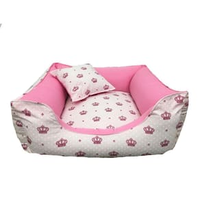 Cama Pet 45X45Cm Porte Pequeno Capa Lavável - Coroa Rosa