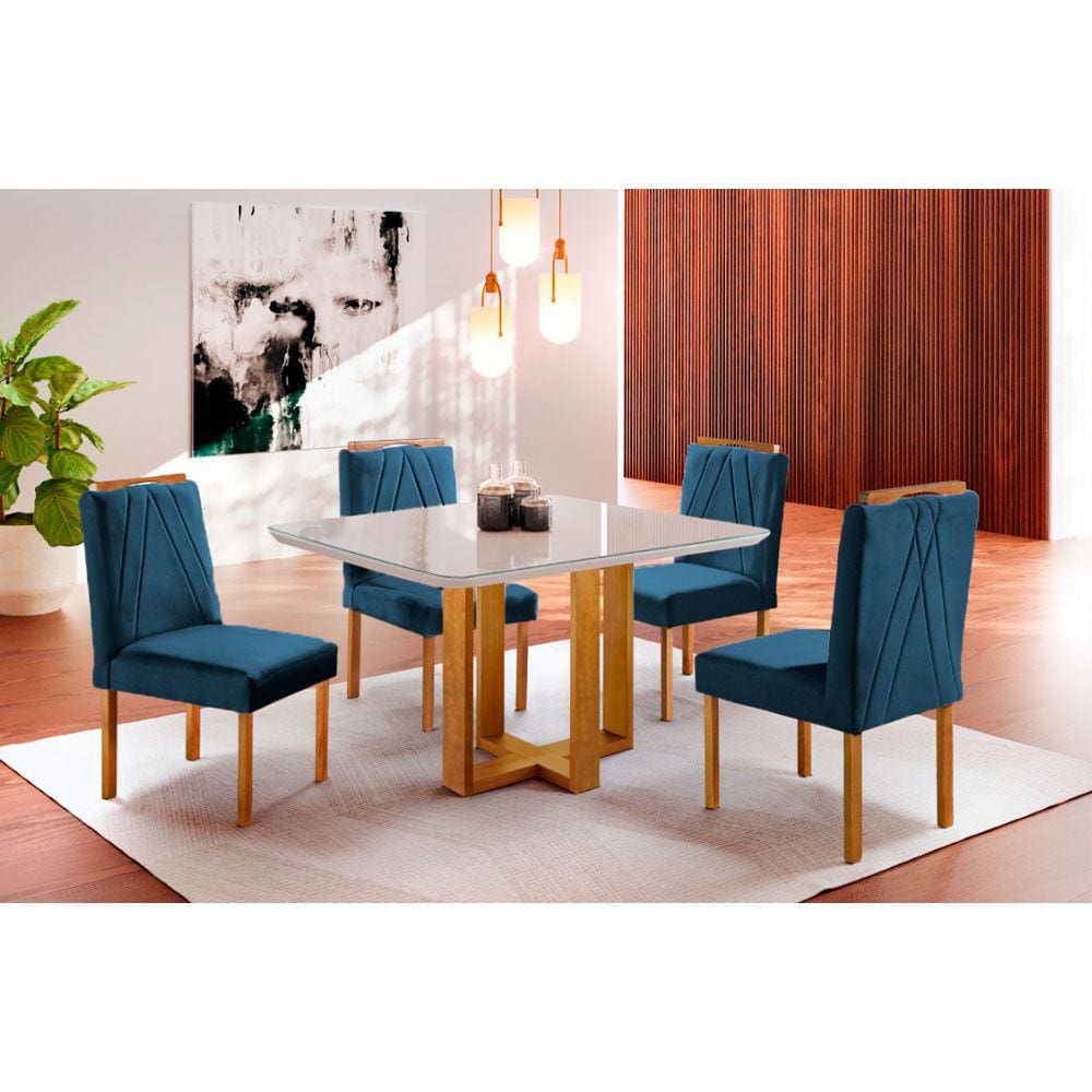 Conjunto Sala de Jantar 4 Lugares Mesa Lisy e Cadeiras Safira Móveis Mix