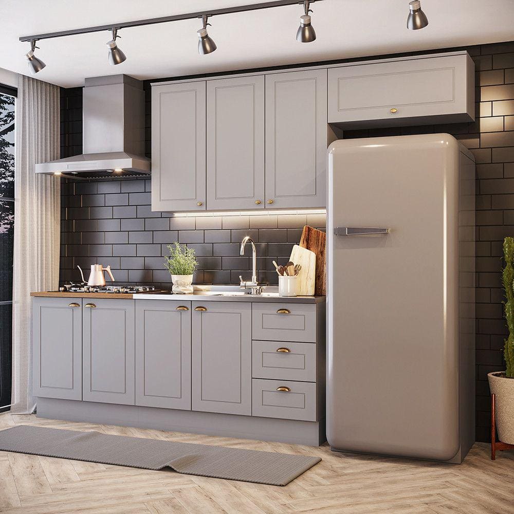 Cozinha Compacta 4 Peças com Aéreo 03 Portas Amy Casa 812