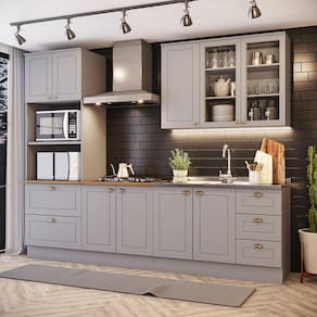 Cozinha Completa 4 Peças Com Aéreo 3 Portas Com Vidro Amy Casa 812