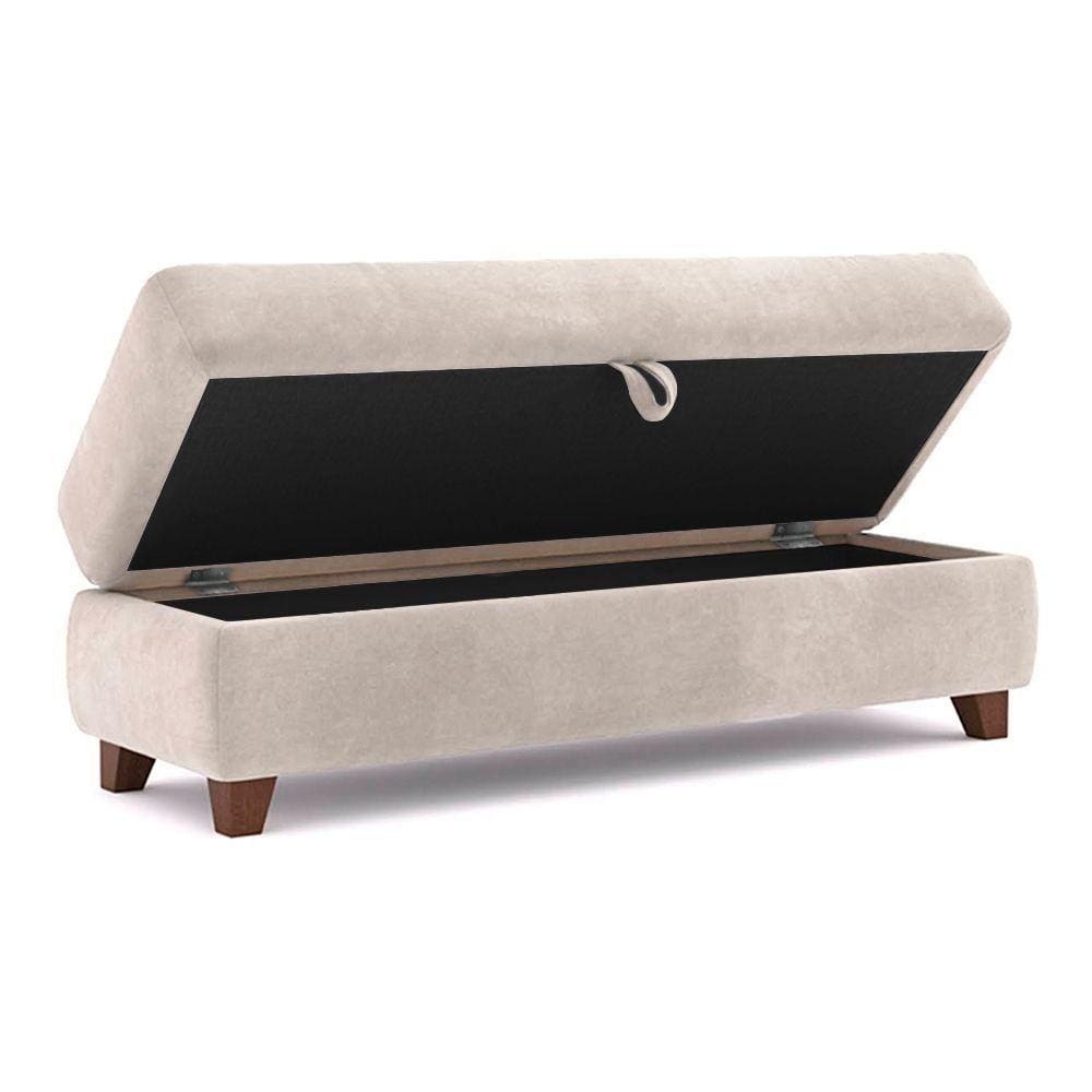 Recamier Calçadeira Bali 120Cm Suede Bege- Inova Decorações