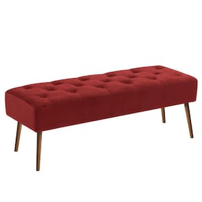 Banco Estofado Rubi 1,40M Suede Vermelho - Inova Decor