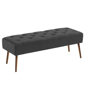Banco Estofado Rubi 1,20M Suede Grafite - Inova Decor
