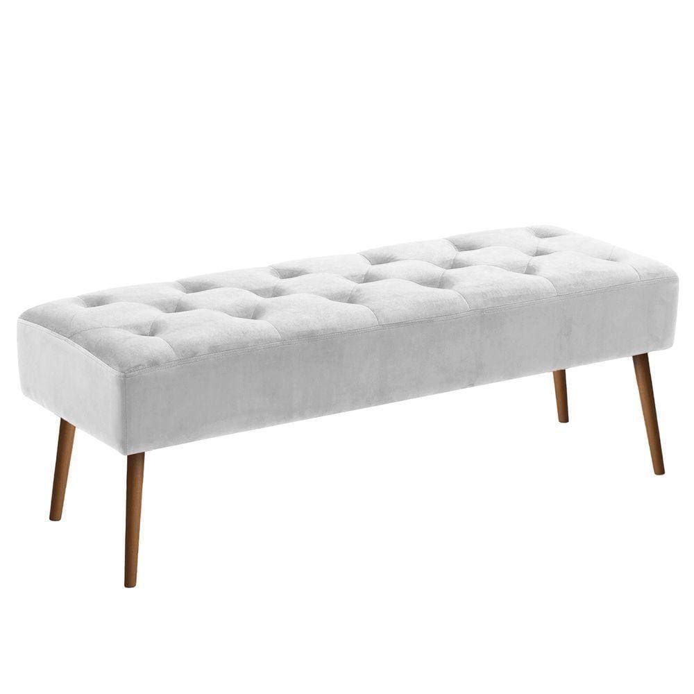 Banco Estofado Rubi 1,20M Suede Rosa Bebe - Inova Decor