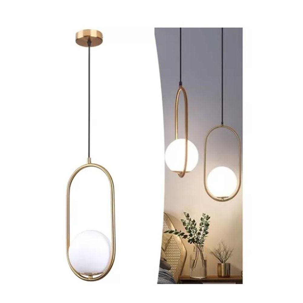 Pendente Moderno Luminária Florida Globo Oval Vidro Led Globo