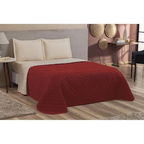 Kit Cama Queen Dupla Face Las Vegas 3 Peças Vermelho/Bege