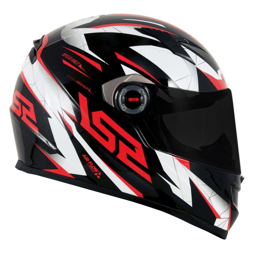 Capacete Ls2 ff358 Draze Preto Branco Vermelho