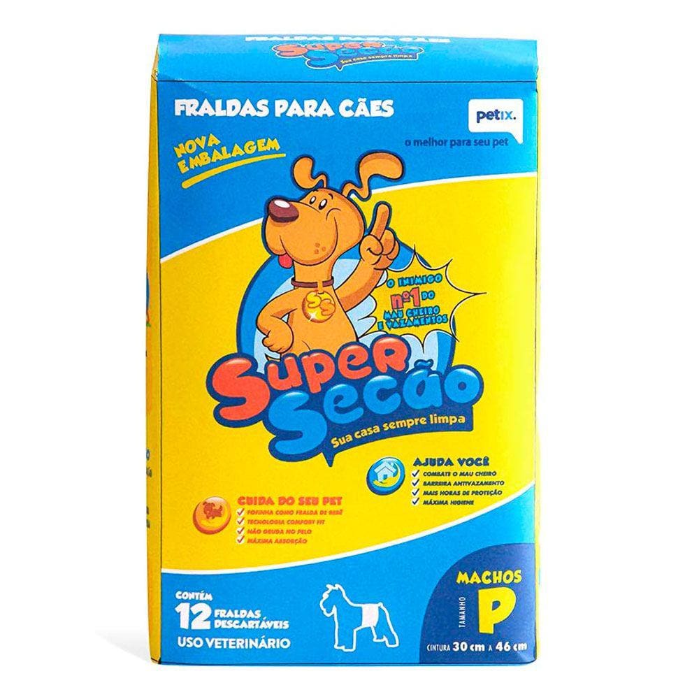 Fralda Descartável Petix Super Secão Machos Cães P