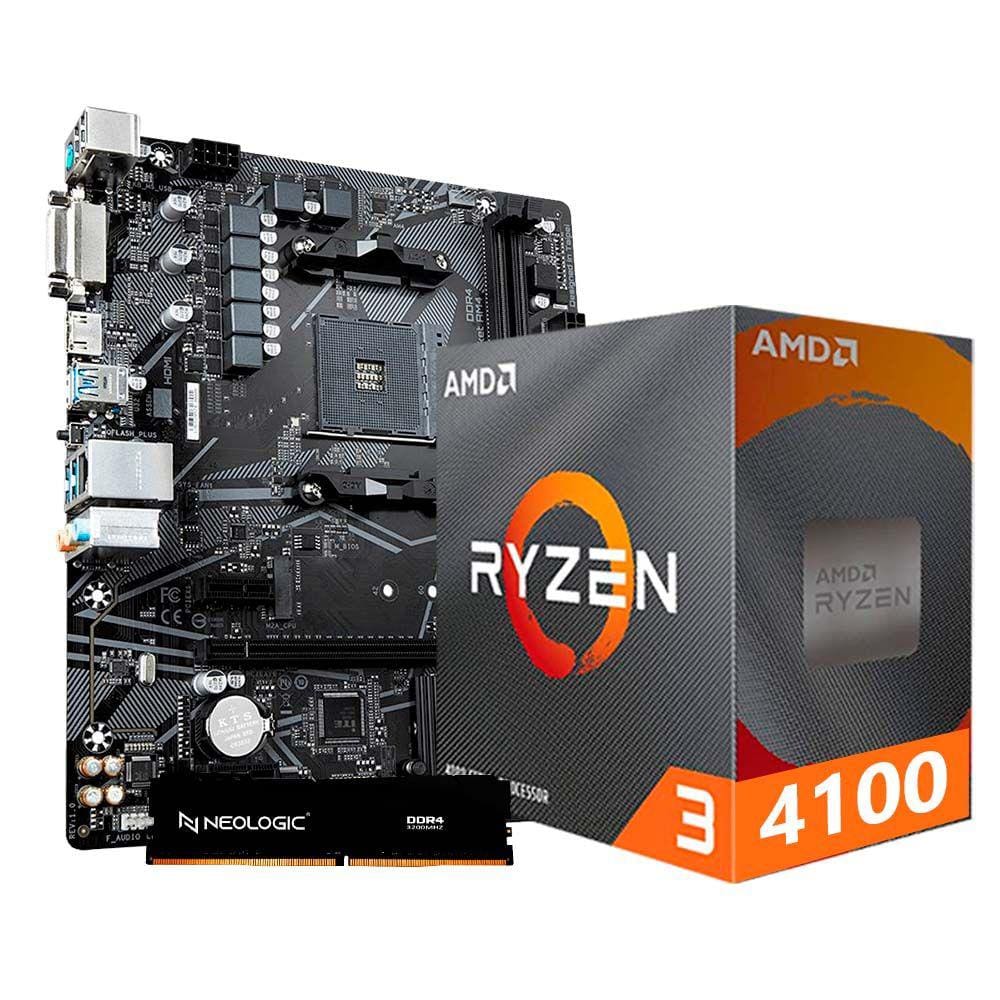 Kit Upgrade Amd Ryzen 3 4100, Placa Mãe A520m, 8Gb Ddr4, Neologic - Nli84719