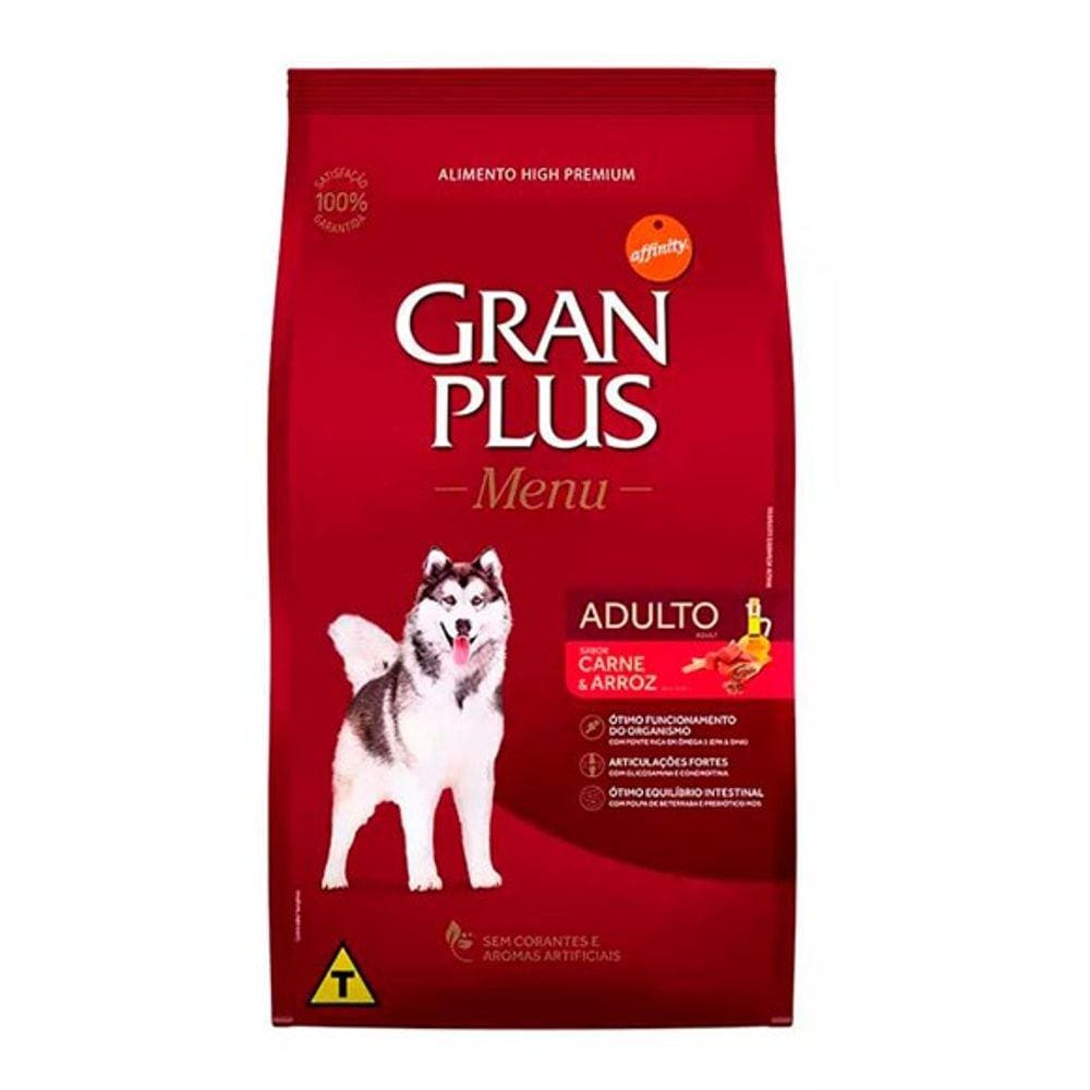 Ração Gran Plus Menu Cães Adultos Carne e Arroz 15kg
