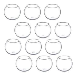 Kit 12 Mini Vaso Aquário Castiçal Redondo De Vidro 400Ml