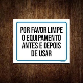 Kit 5 Placas Academia Limpe Equipamento Distanciamento