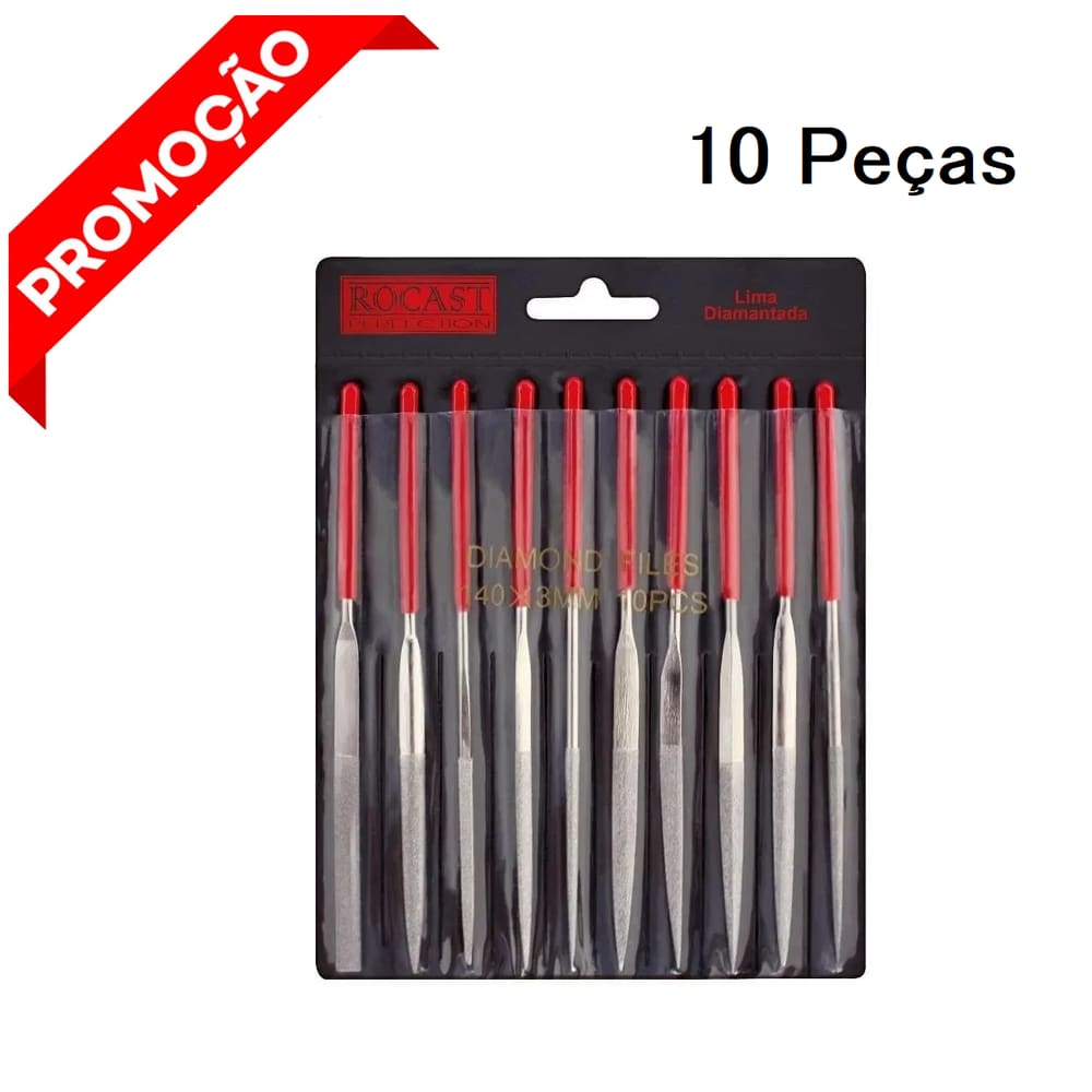 Jogo De Lima Agulha Diamantada 140mm C/ 10pçs Rocast Ourives