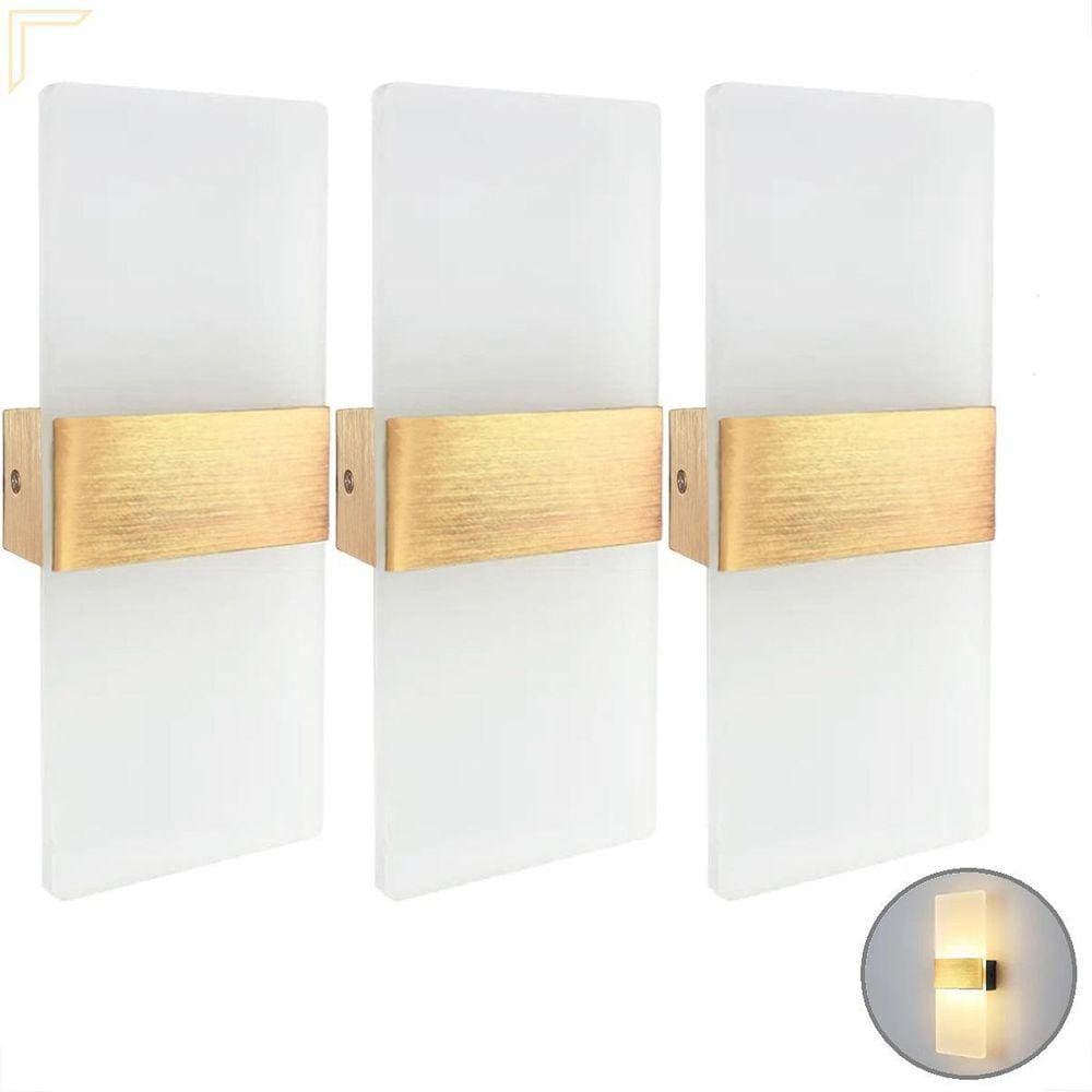 Kit 3 Arandela Cabeceira Acrilico Jateado Led Integrado