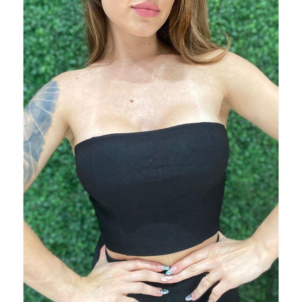 Cropped Slim Faixa Preto