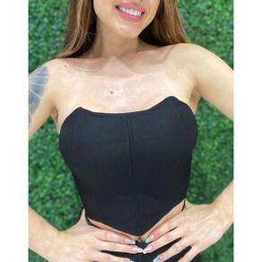 Cropped Slim com Tiras nas Costas Preto