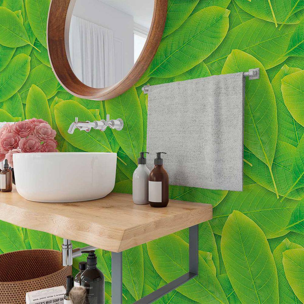 Papel de Parede 9M Folhagem Verde 3d Tipo folha de Manga Realista Auto Colante Folha de Esqueleto