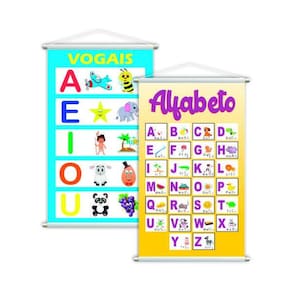 Vogais + Alfabeto Língua Portuguesa Kit 2 Banners Grande