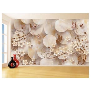 Papel De Parede 3D Floral Textura Sala Flores 3,5M Xfl338