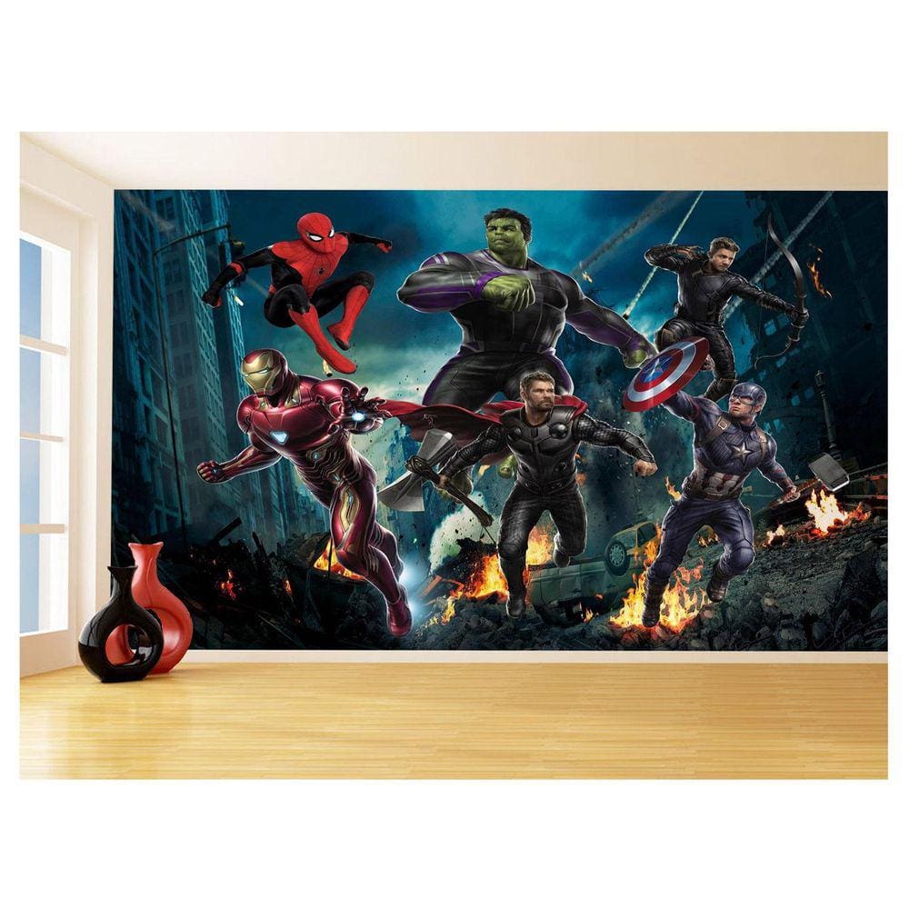 Papel De Parede 3D Heróis Vingadores Hulk Thor 3,5M Nhma119