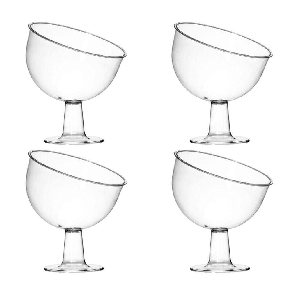Kit 04 Taça Inclinada Doceira Boca Torta Com Pedestal 1000Ml