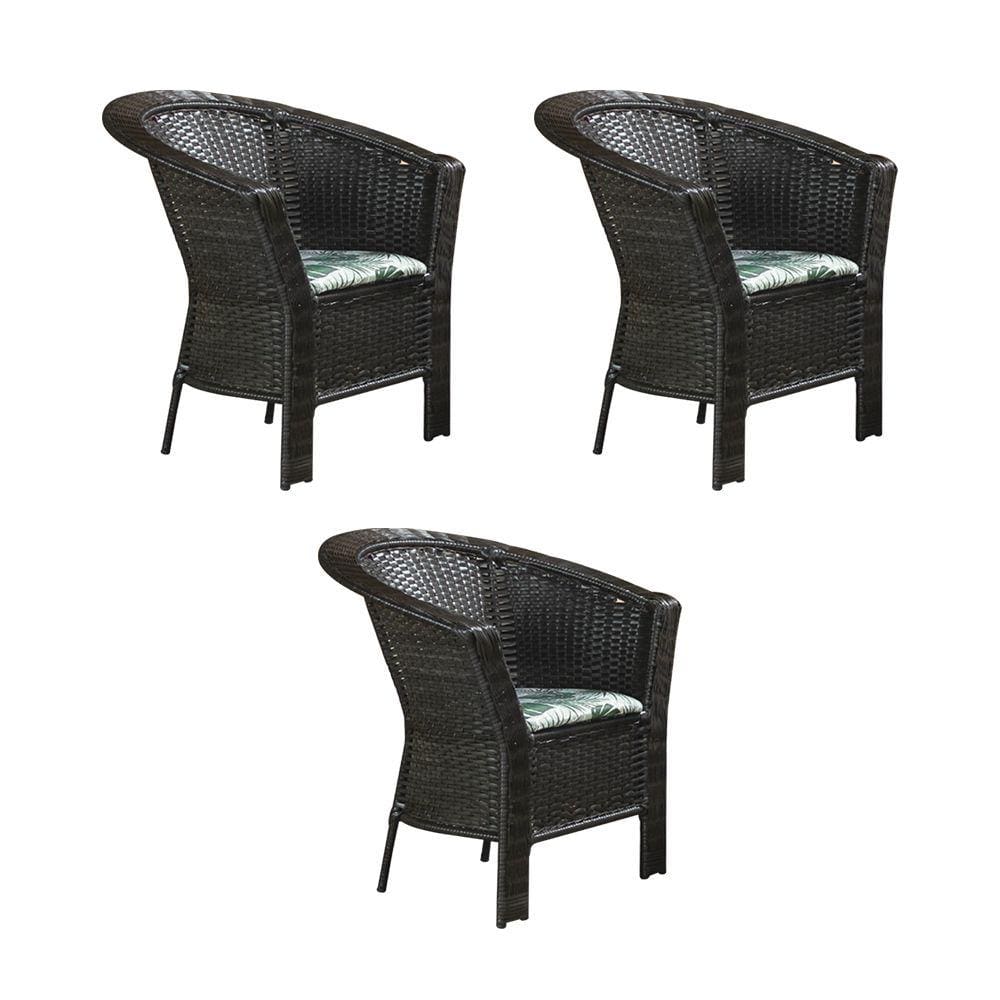 Kit 3 Poltronas para Jardim Base Aço Maresias em Junco - Café