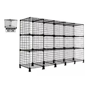 Estante Balcão Aramado 15 Nichos 40cm Profundidade Preto 5x3