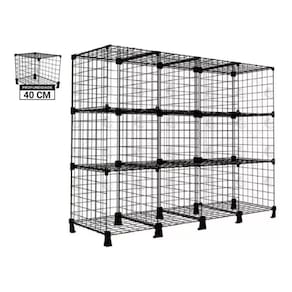 Estante Balcão Aramado 12 Nichos 40cm Profundidade Preto 4x3