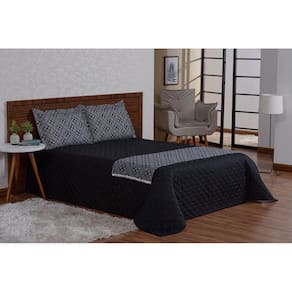 Jogo De Cama Preto Completo Com Xale Valencia 5 Peças Casal