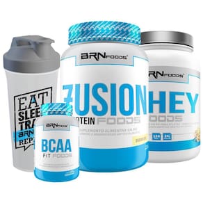 Kit Fusion Protein + Whey Foods + Bcaa + Coqueteleira