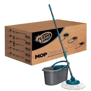Mop Giratório 360 Graus Ajustável Auxilia Na Limpeza C/Balde