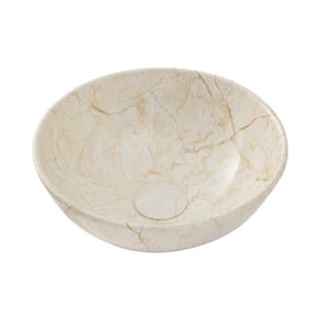 Cuba De Apoio Para Banheiro Redonda Slim Louça Cerâmica 28,5 cm Calcedônia Pingoo.casa - Marmorizado Gold