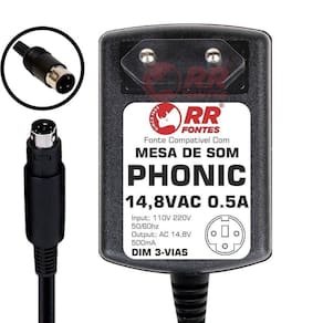 Fonte 14,8Vac Para Mesa Mixer Phonic Am55 Am85 Am8Ge Mu1202