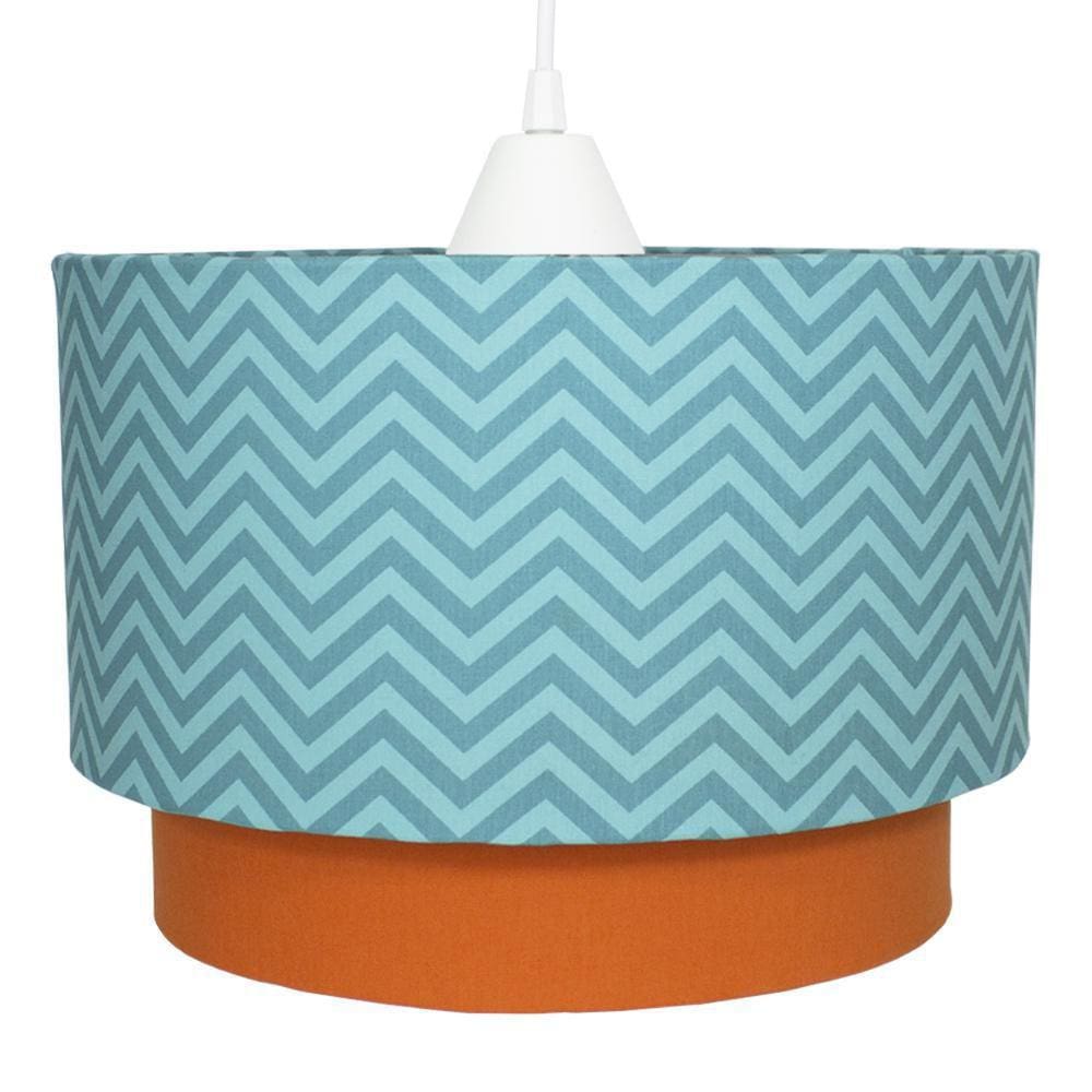 Lustre Pendente Chevron Azul Turquesa Raposa Quarto Bebê