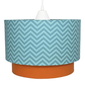 Lustre Pendente Chevron Azul Turquesa Raposa Quarto Bebê