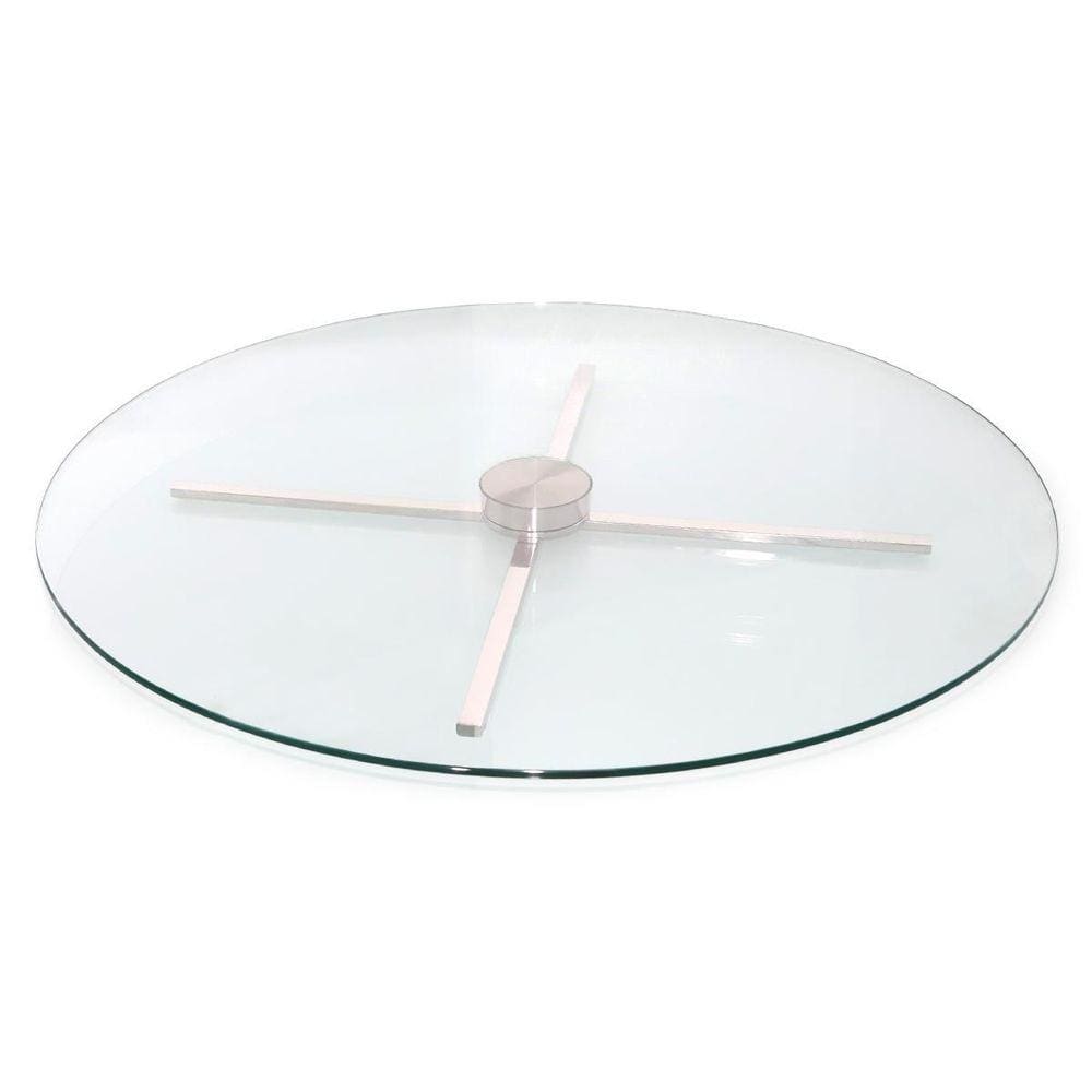 Centro De Mesa Giratório Vidro 10Mm Inox304 Premium 60Cm