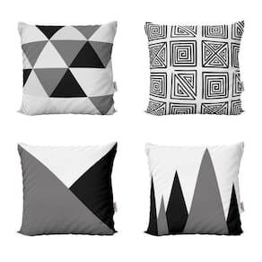 Kit 4 Almofadas Preto/Branco Escandinavo Para Sofá 40X40