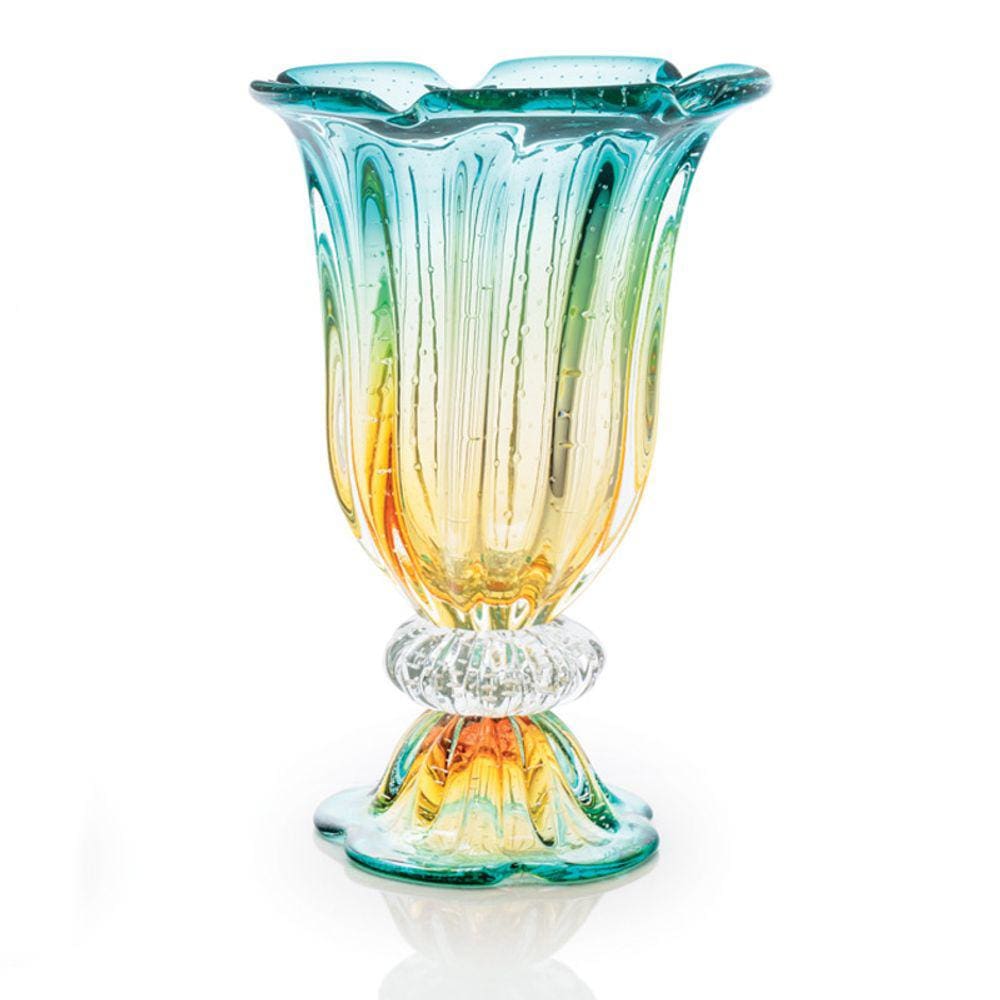 Vaso Em Cristal Murano Esmeralda  Assinado  São Marcos
