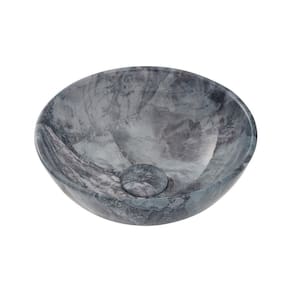Cuba De Apoio Para Banheiro Redonda Slim Louça Cerâmica 28,5 cm Calcedônia Pingoo.casa - Marmorizado Grafite