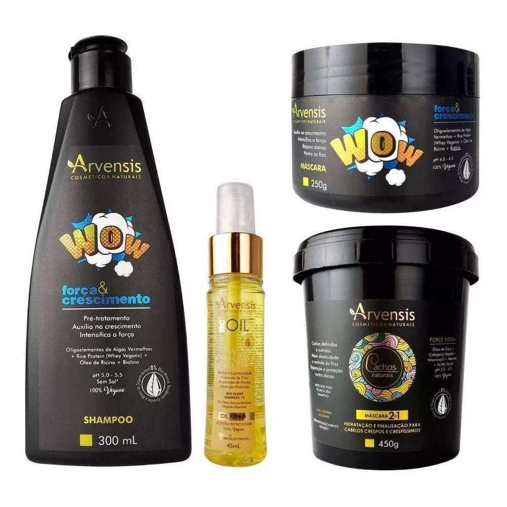 Kit Arvensis Shampoo Mascara Wow + Mascara 2X1 + Fin Tec Oil