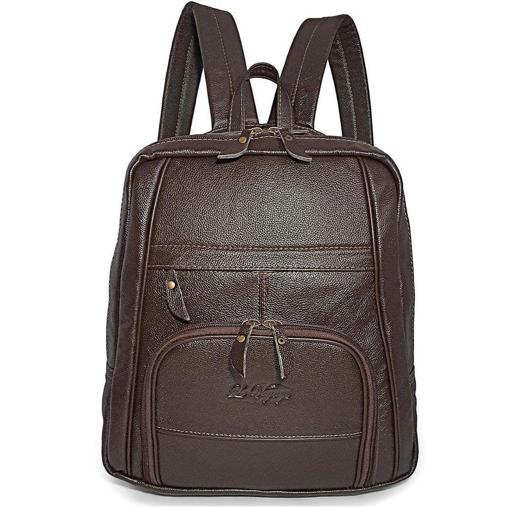 Mochila Feminina Slim Compacta De Couro Para Notebook 14``