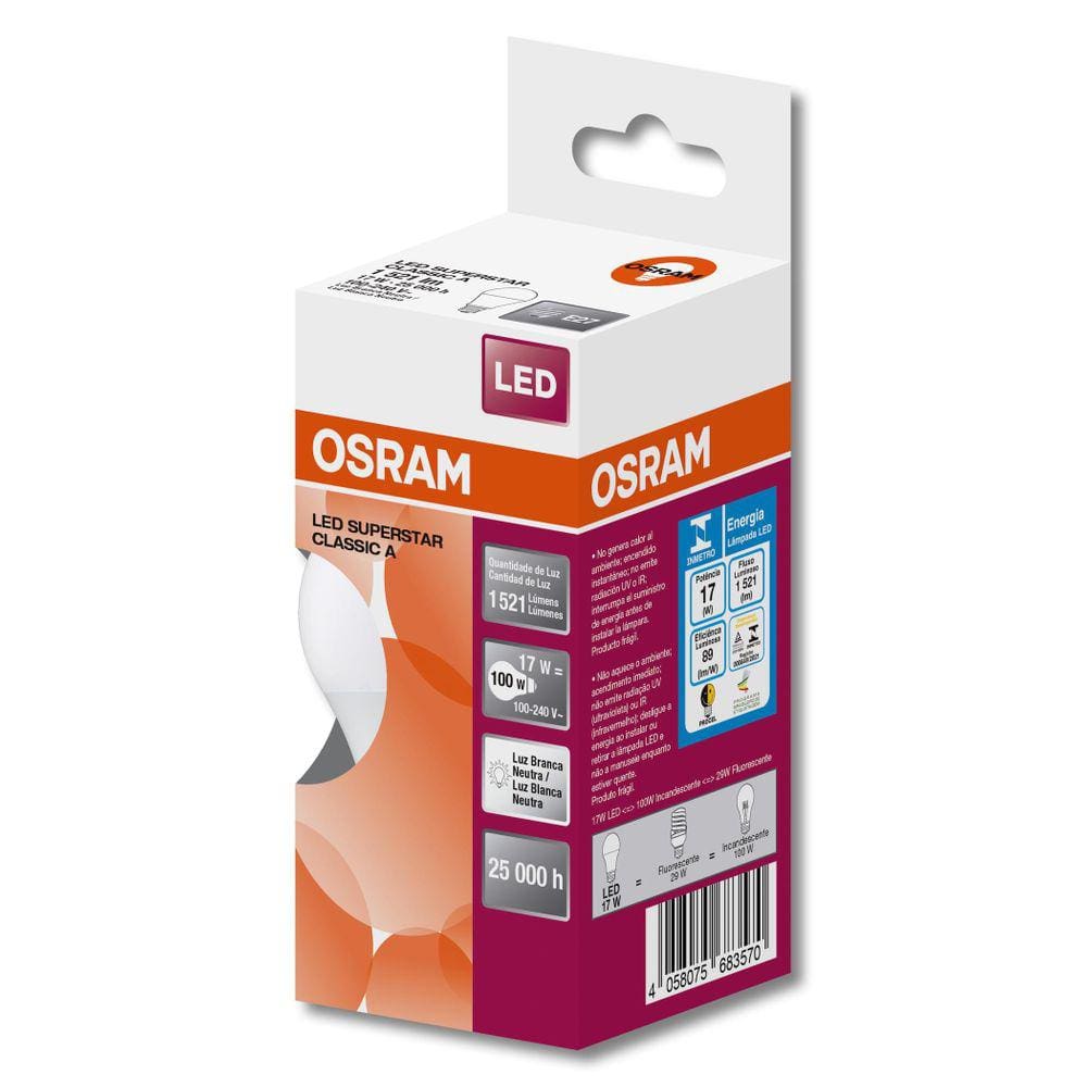 Kit 10 Lampadas Led Cla100 17W 4000K 1521Lm E27 - Osram
